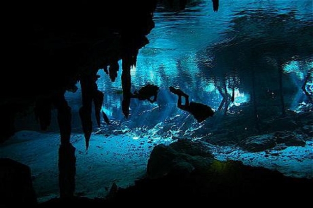 Formaciones en cenote Dos Ojos